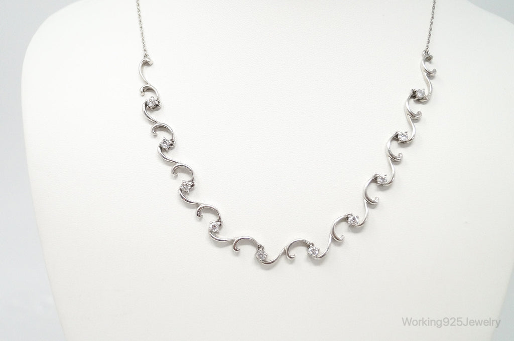 Art Deco Cubic Zirconia Sterling Silver Necklace | Jewelry > Necklaces > Pendants | Wiccan Center