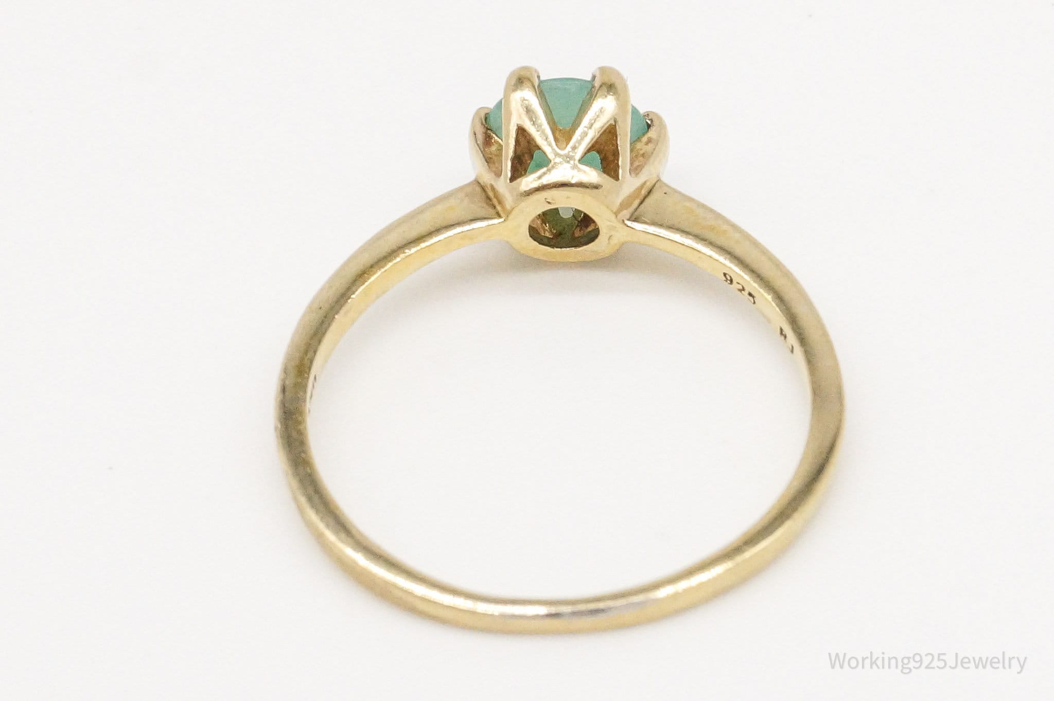 Vintage RJ Green Jade Gold Vermeil Sterling Silver Ring - Size 7.25 | Jewelry > Rings | Wiccan Center