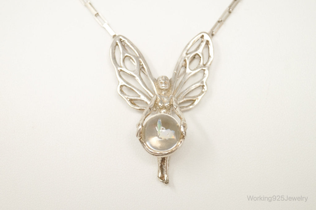 Vintage Fairy Glass Marble Sterling Silver Necklace | Jewelry > Necklaces > Pendants | Wiccan Center
