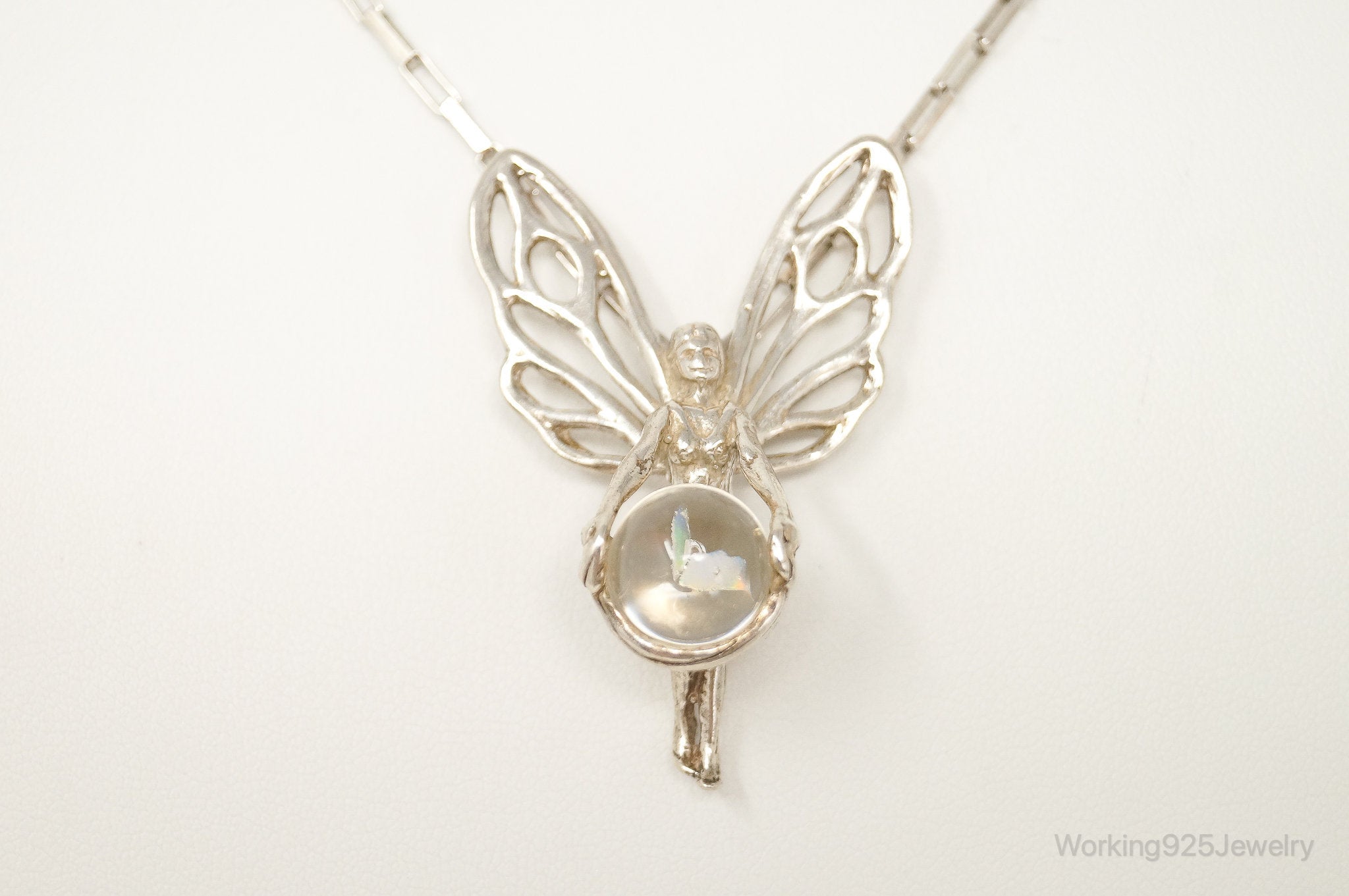 Vintage Fairy Glass Marble Sterling Silver Necklace | Jewelry > Necklaces > Pendants | Wiccan Center