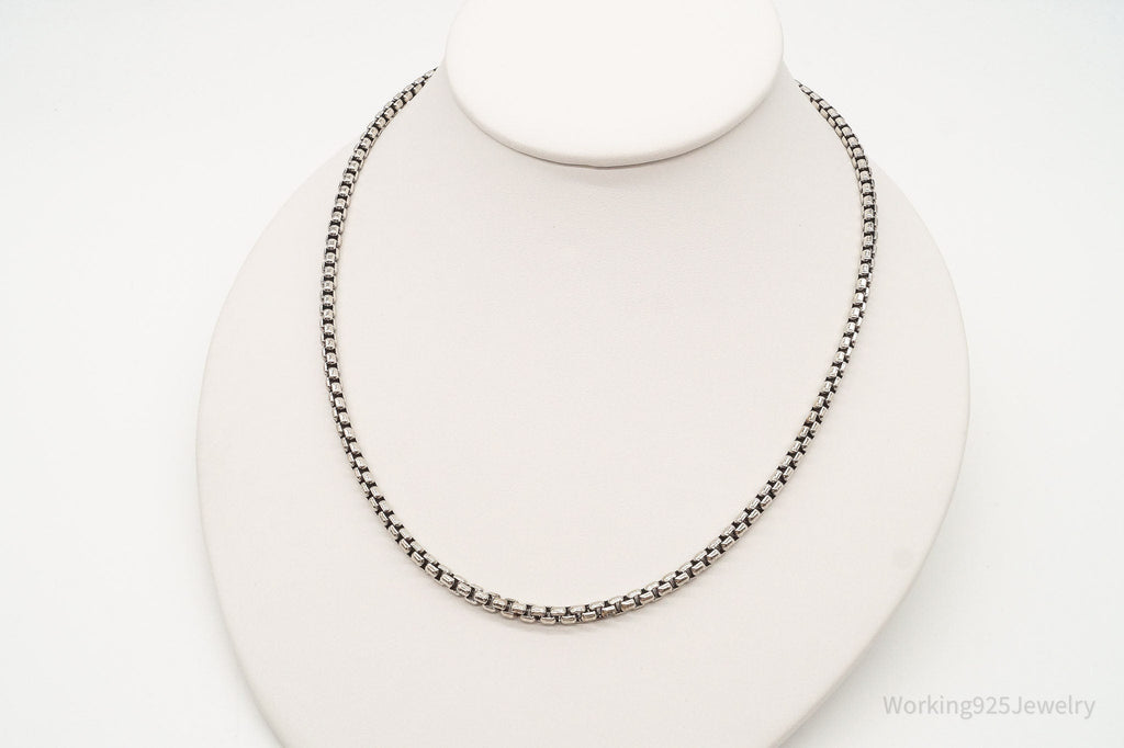 Vintage High Fashion Sterling Silver Puffy Box Chain Link Necklace | Jewelry > Necklaces > Pendants | Wiccan Center