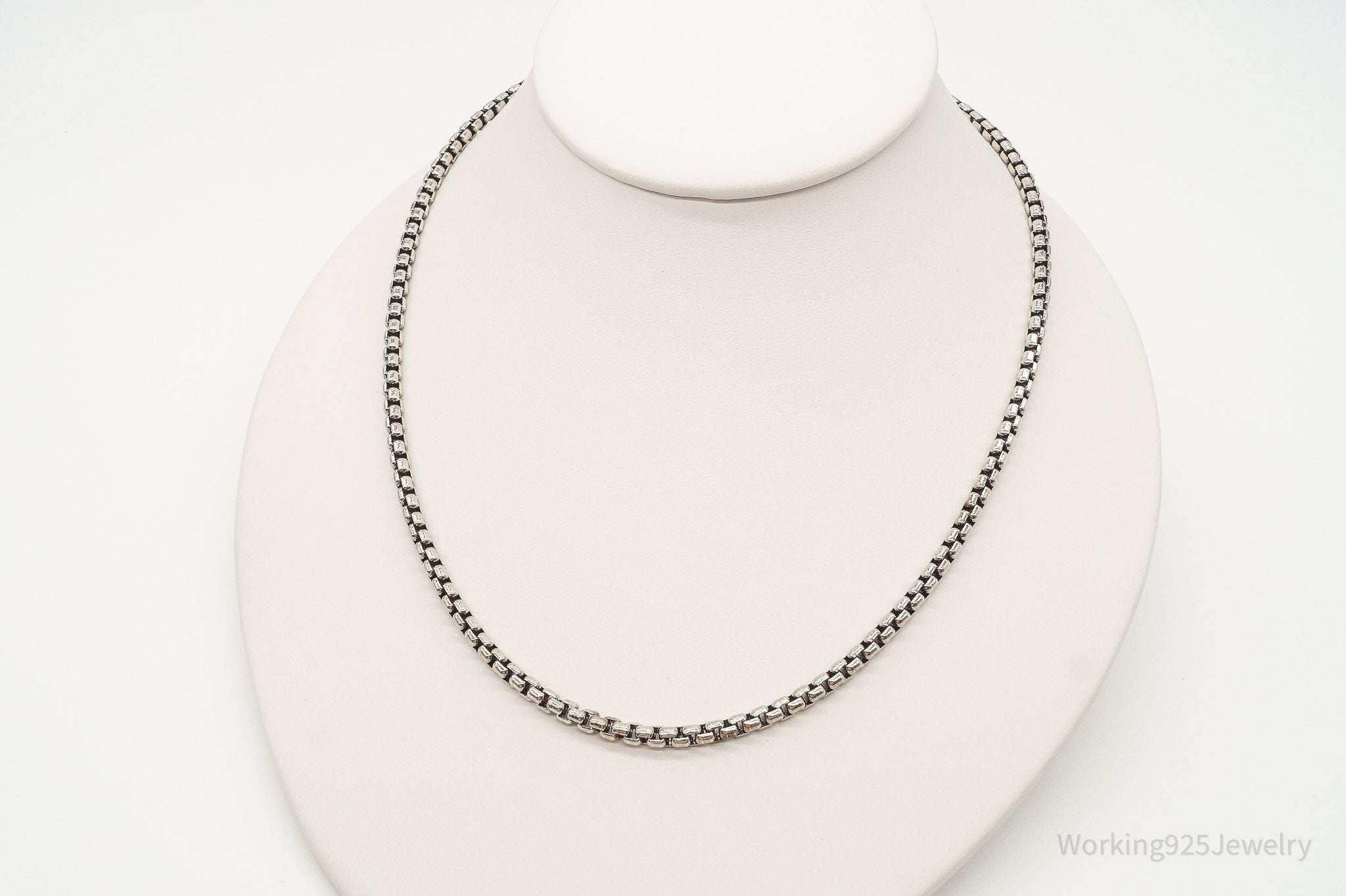 Vintage High Fashion Sterling Silver Puffy Box Chain Link Necklace | Jewelry > Necklaces > Pendants | Wiccan Center