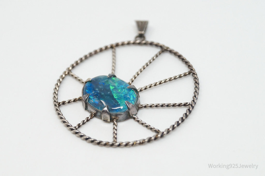 Vintage Handmade Native American Unsigned Opal Sterling Silver Pendant | Jewelry > Necklaces > Pendants | Wiccan Center
