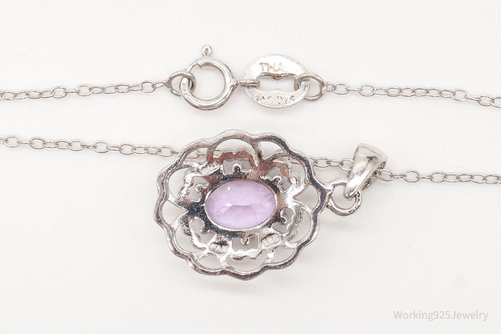 Vintage FAS Amethyst Flower Sterling Silver Chain Necklace | Jewelry > Necklaces > Pendants | Wiccan Center