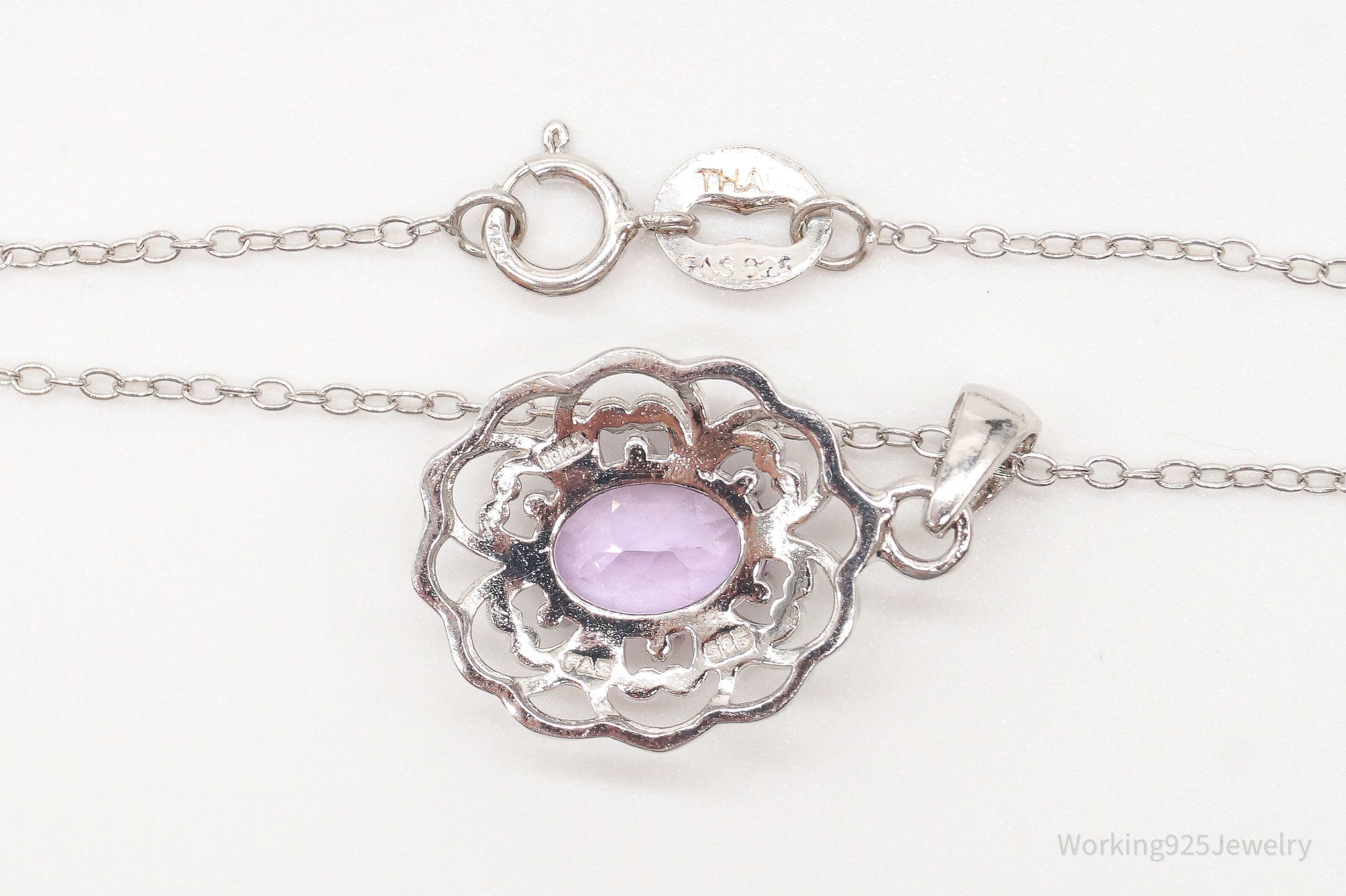 Vintage FAS Amethyst Flower Sterling Silver Chain Necklace | Jewelry > Necklaces > Pendants | Wiccan Center