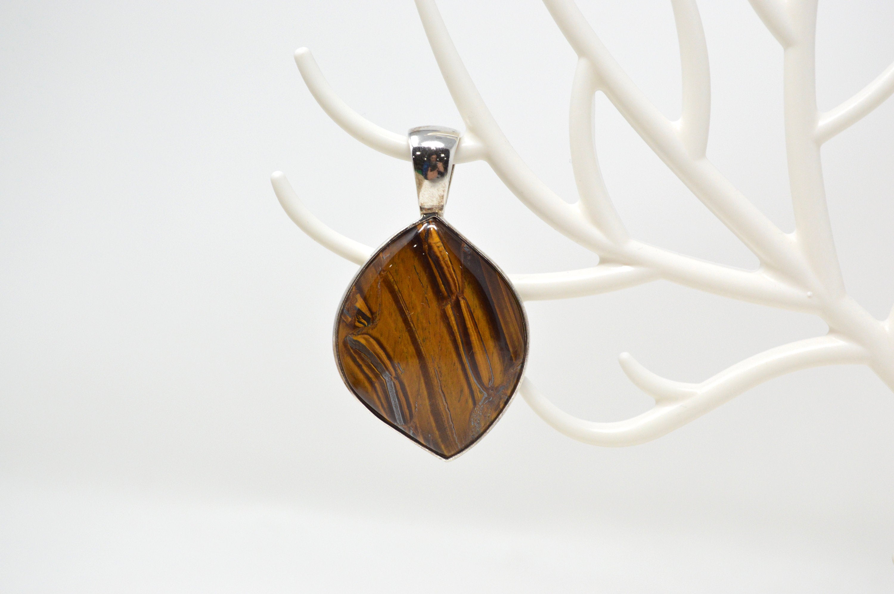 Vintage Designer Whitney Kelly WK Tigers Eye Sterling Silver Necklace Pendant | Jewelry > Necklaces > Pendants | Wiccan Center