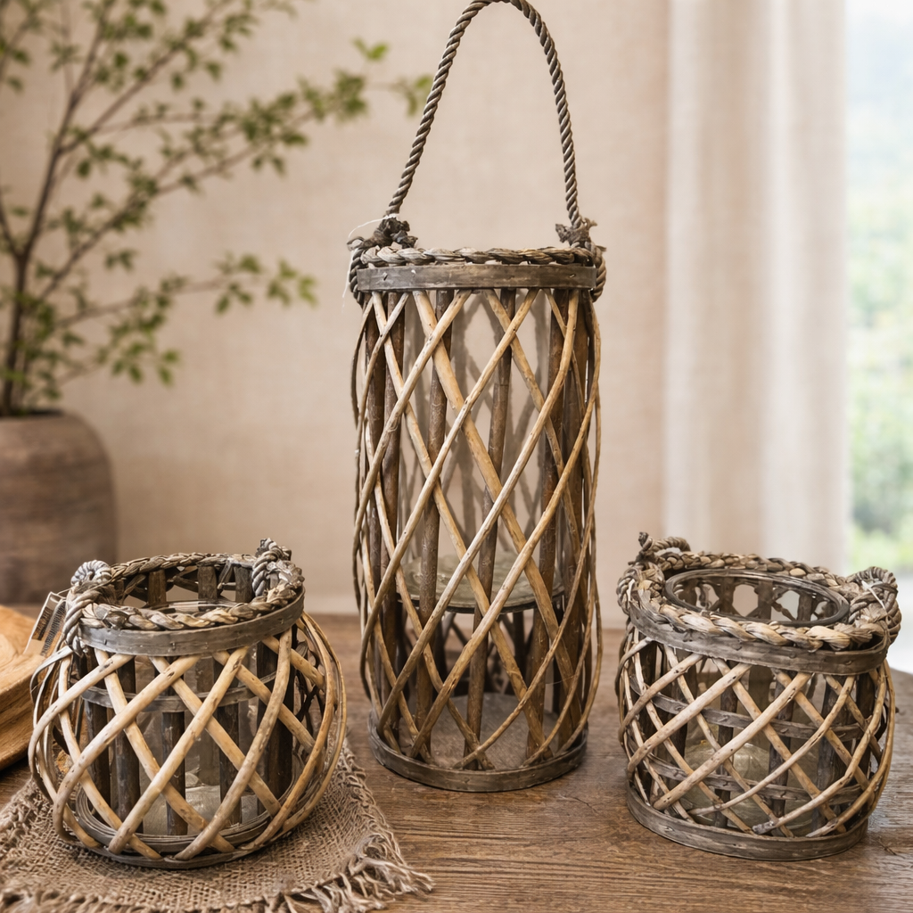 WILLOW LANTERN WITH GLASS VASE | P | Wiccan Center