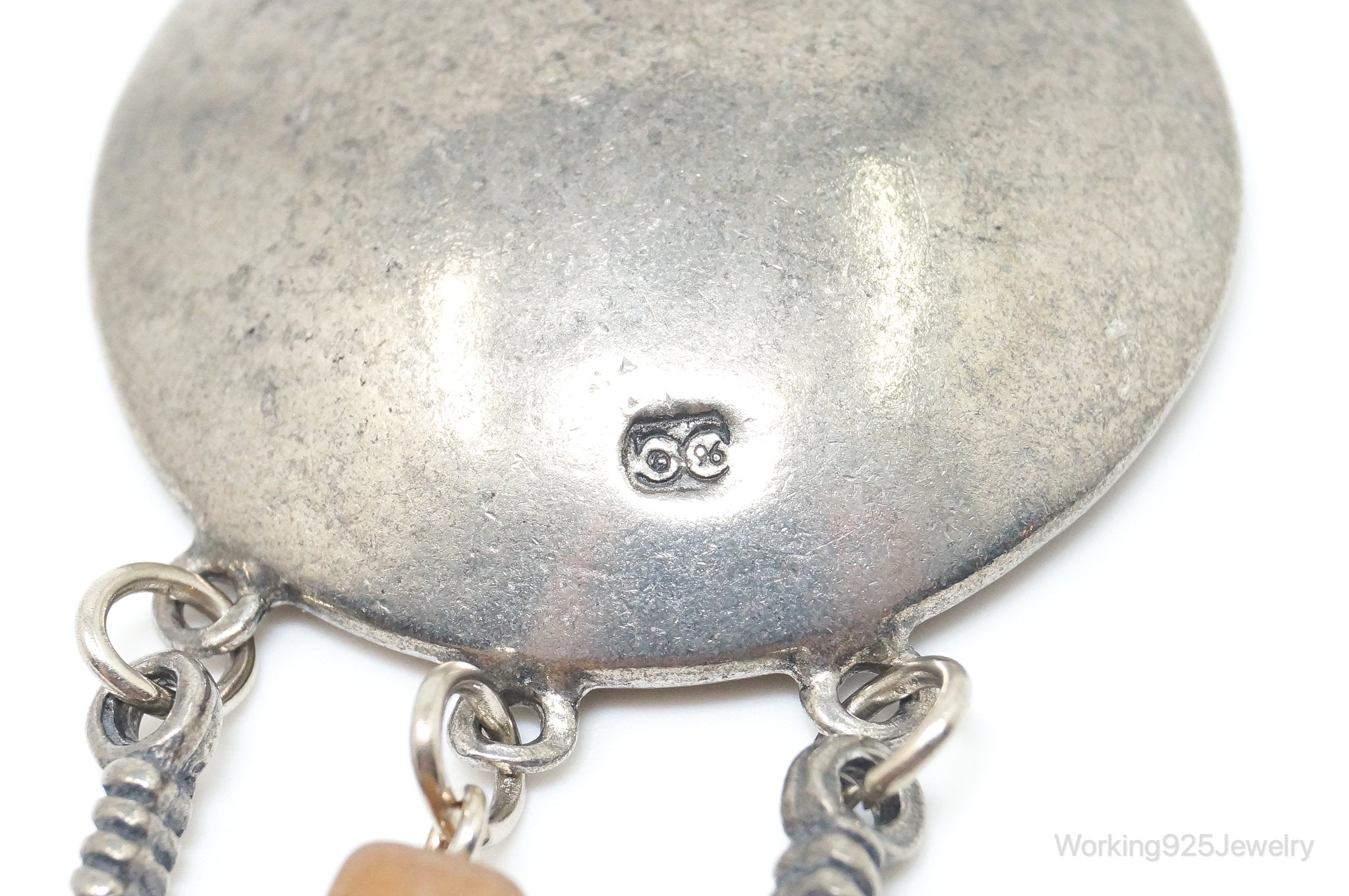 Large Vintage Native American Orange Agate Bear Sterling Silver Pendant | Jewelry > Necklaces > Pendants | Wiccan Center
