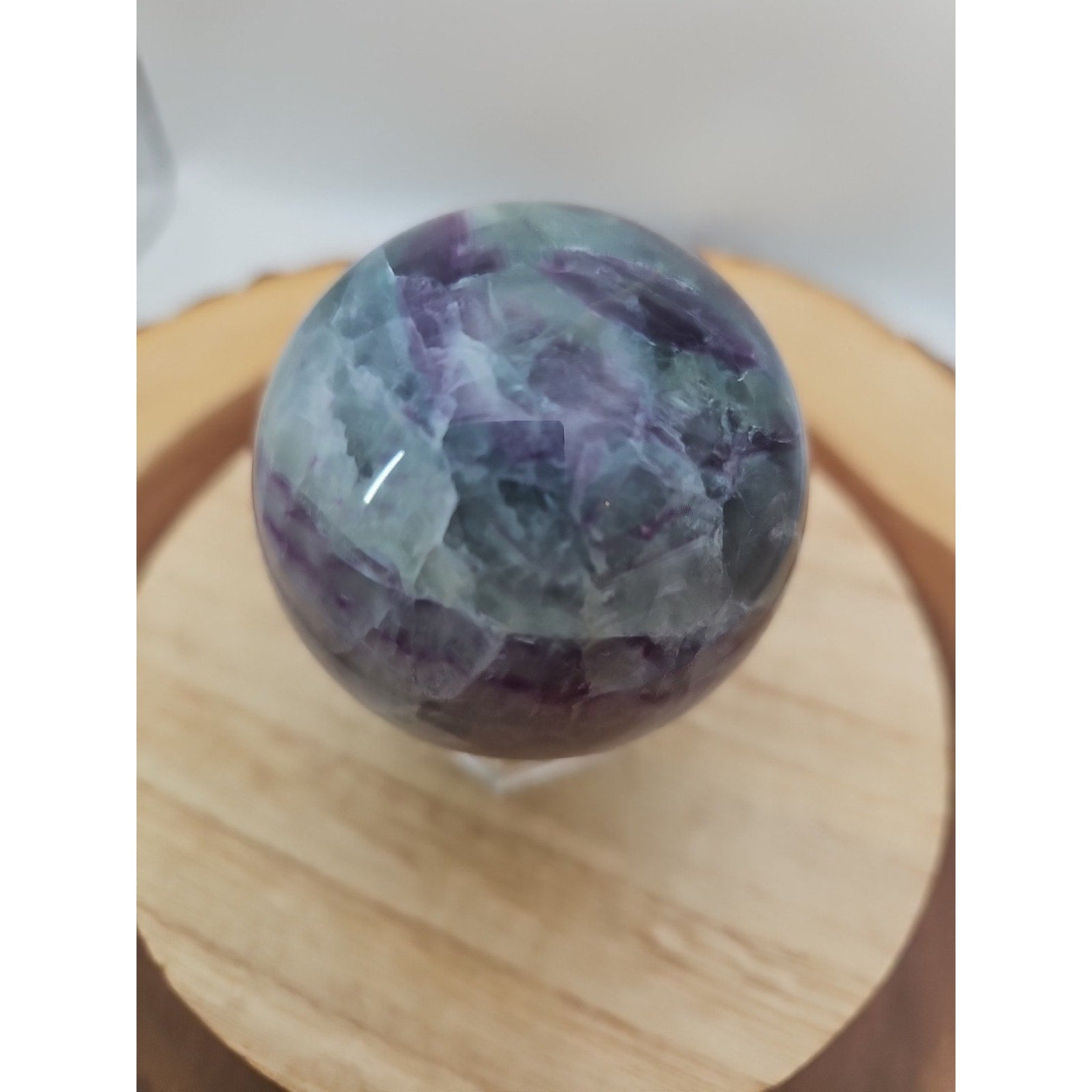 1.09lb Natural Rainbow Fluorite Quartz Crystal Sphere Ball Polished | Crystal Spheres & Eggs | Wiccan Center