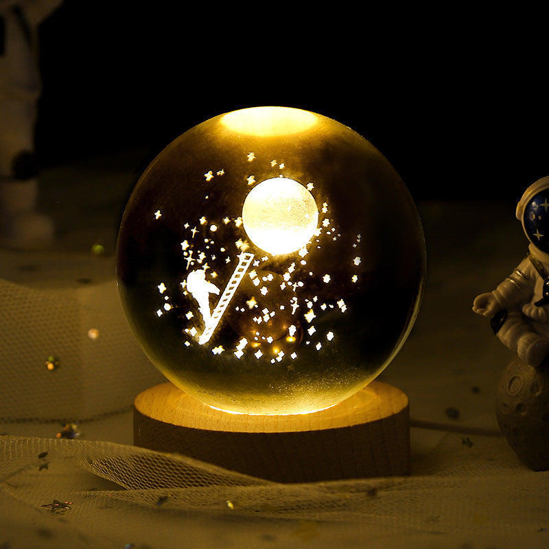 Luminous Starry Sky And Planets Moon Moon Crystal Ball Small Night Lamp Projection Ambience Light Creative Gift New Strange Gift | 0 | Wiccan Center
