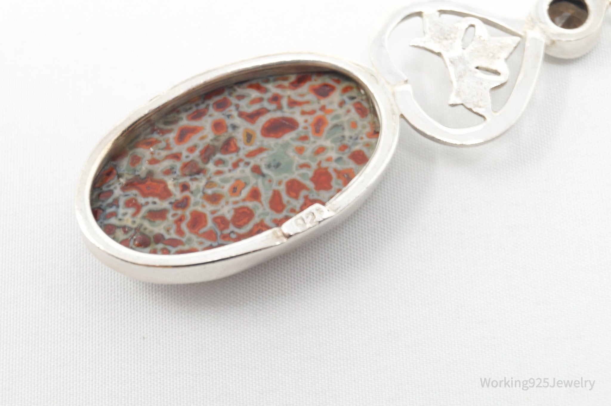 Vintage Large Jasper Smoky Topaz Sterling Silver Necklace Pendant | Jewelry > Necklaces > Pendants | Wiccan Center