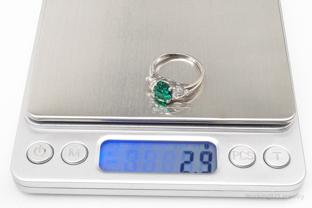 Vintage SAI Lab Emerald White Sterling Silver Ring - Size 7.75 | Jewelry > Rings | Wiccan Center