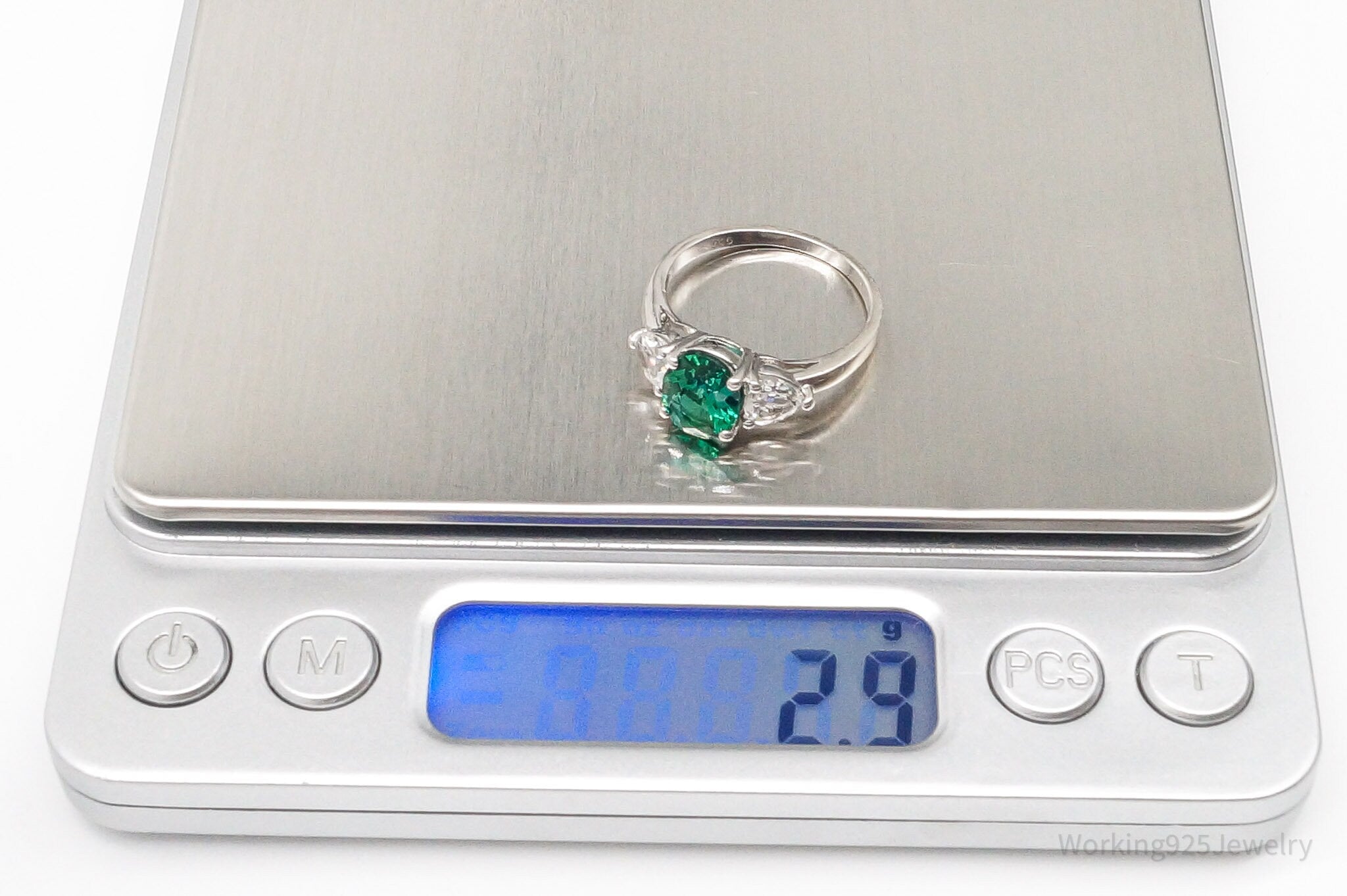 Vintage SAI Lab Emerald White Sterling Silver Ring - Size 7.75 | Jewelry > Rings | Wiccan Center