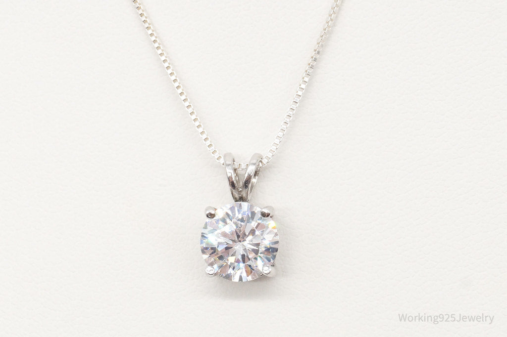Vintage FAS Large Cubic Zirconia Sterling Silver Necklace | Jewelry > Necklaces > Pendants | Wiccan Center