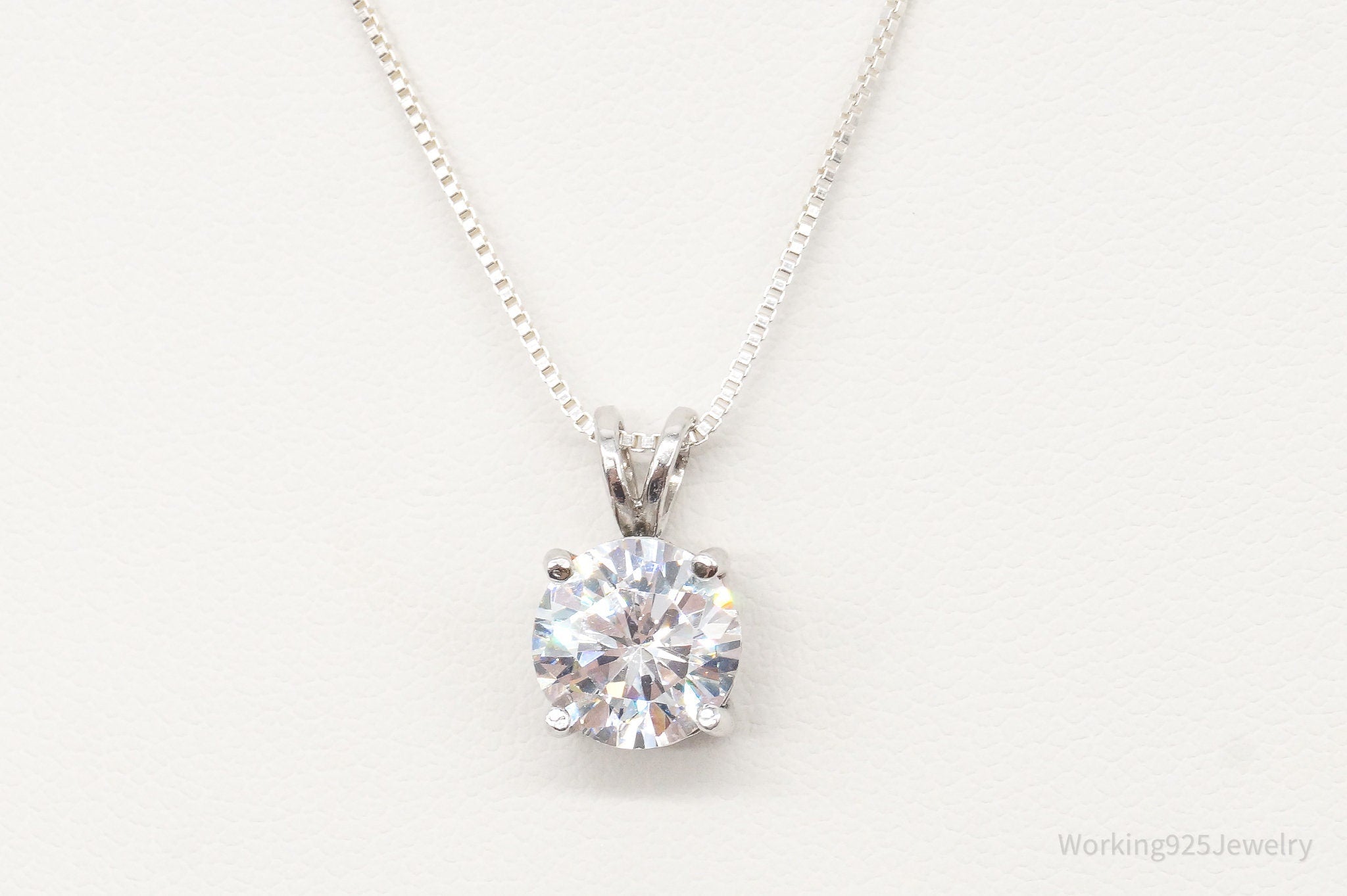 Vintage FAS Large Cubic Zirconia Sterling Silver Necklace | Jewelry > Necklaces > Pendants | Wiccan Center