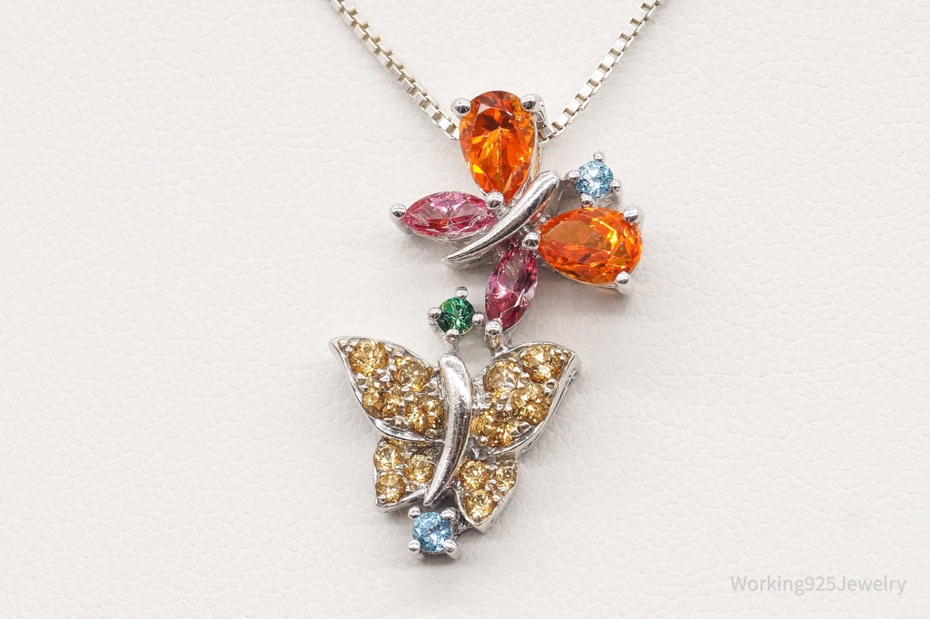 Vintage Multiple Gemstone Butterflies Sterling Silver Necklace | Jewelry > Necklaces > Pendants | Wiccan Center