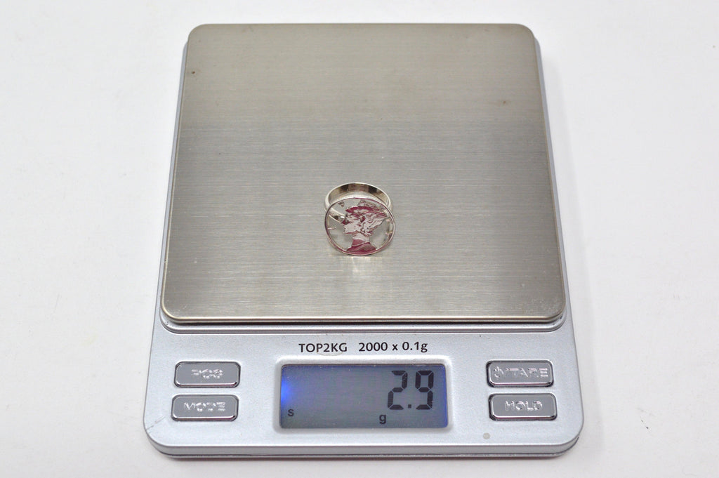 Antique 1941 Mercury Dime Sterling Silver Cutout Ring - Size 4.5 - Coin Jewelry | Jewelry > Rings | Wiccan Center