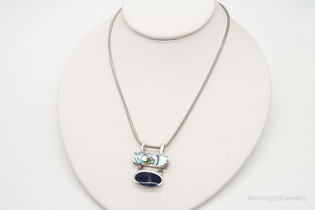 Vintage Paua Abalone Shell Sodalite Sterling Silver Necklace | Jewelry > Necklaces > Pendants | Wiccan Center