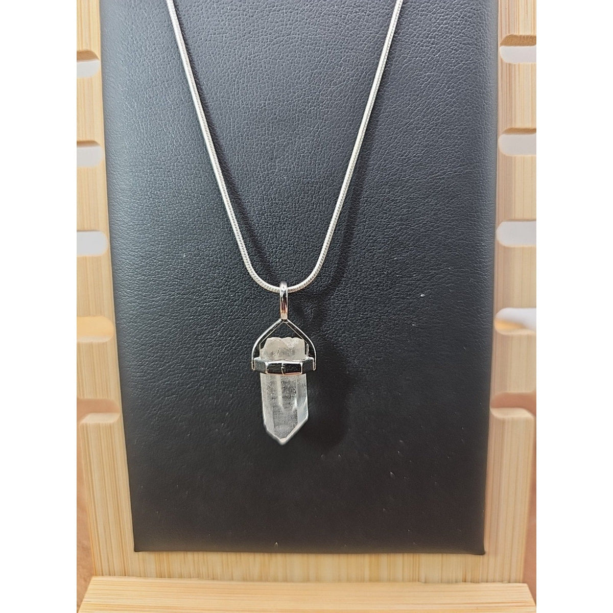 Handmade Quartz Crystal Necklace 16in 925 Silver Chain