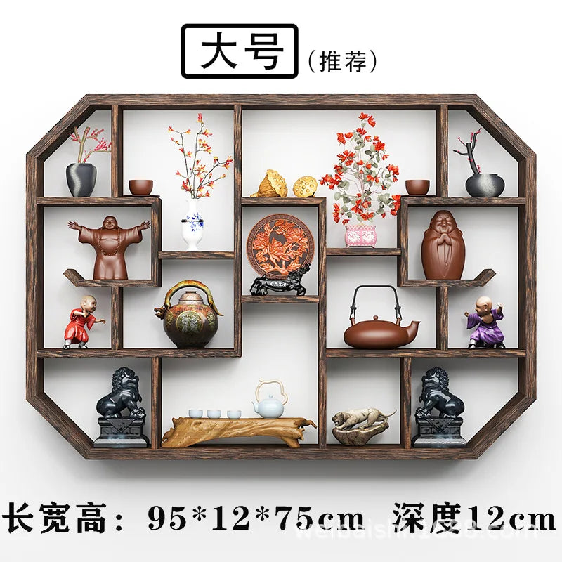 Solid Wood Duobao Bogu Display Shelf | Modern Chinese Curio Etagere | Shelving | Wiccan Center