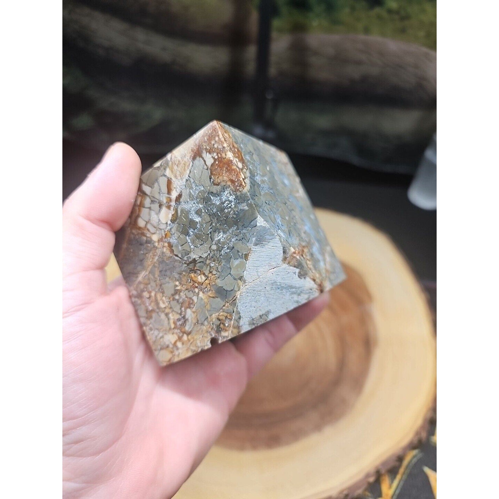 1.87LB 1Pcs Natural Ocean Jasper Onyx Quartz Crystal Geode Square Heptahedron | Geodes & Clusters | Wiccan Center