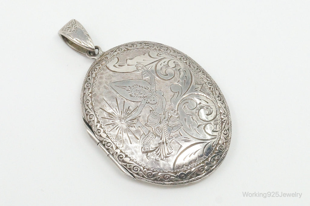 Vintage Siam White Enamel Sterling Silver Locket Pendant | Jewelry > Necklaces > Pendants | Wiccan Center