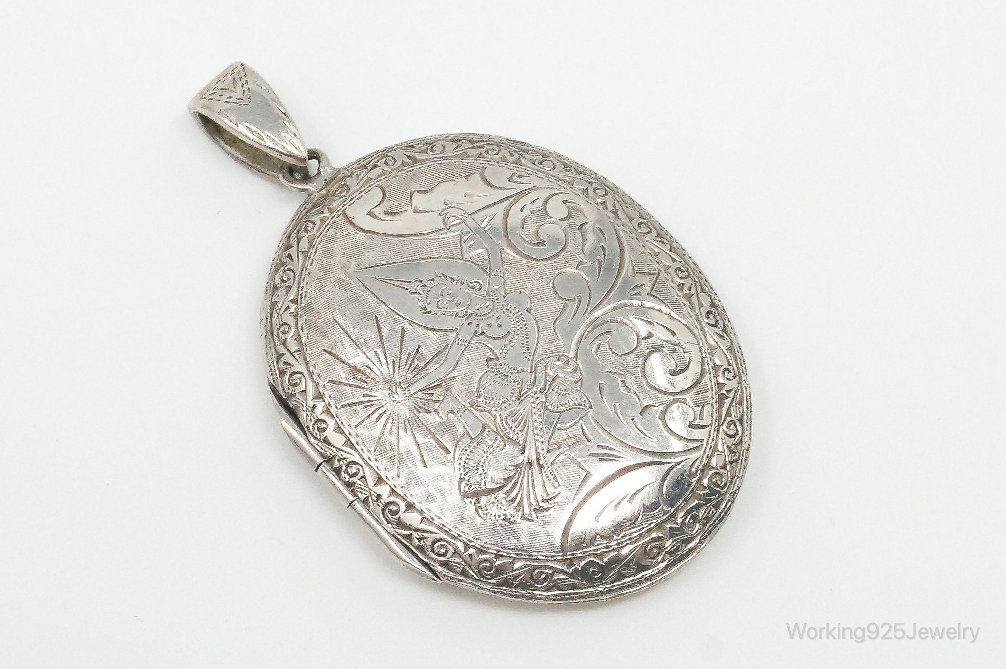 Vintage Siam White Enamel Sterling Silver Locket Pendant | Jewelry > Necklaces > Pendants | Wiccan Center