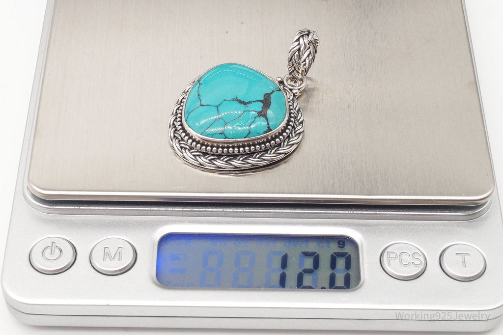 Large Vintage Designer Barse Turquoise Western Sterling Silver Pendant | Jewelry > Necklaces > Pendants | Wiccan Center