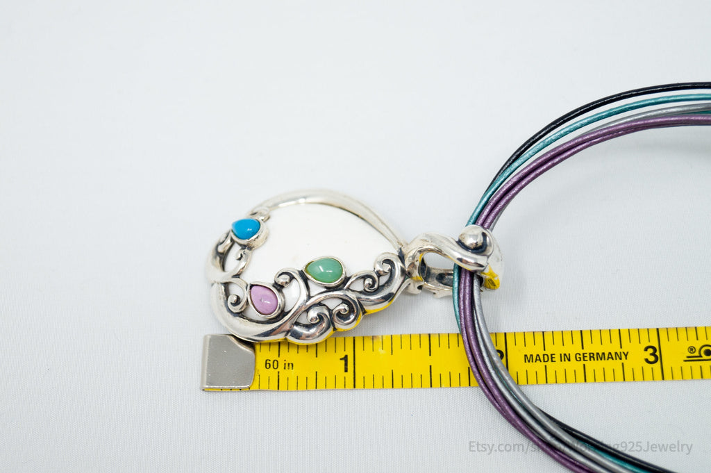 Vintage Designer Carolyn Pollack Relios Leather Sterling Silver Necklace | Jewelry > Necklaces | Wiccan Center