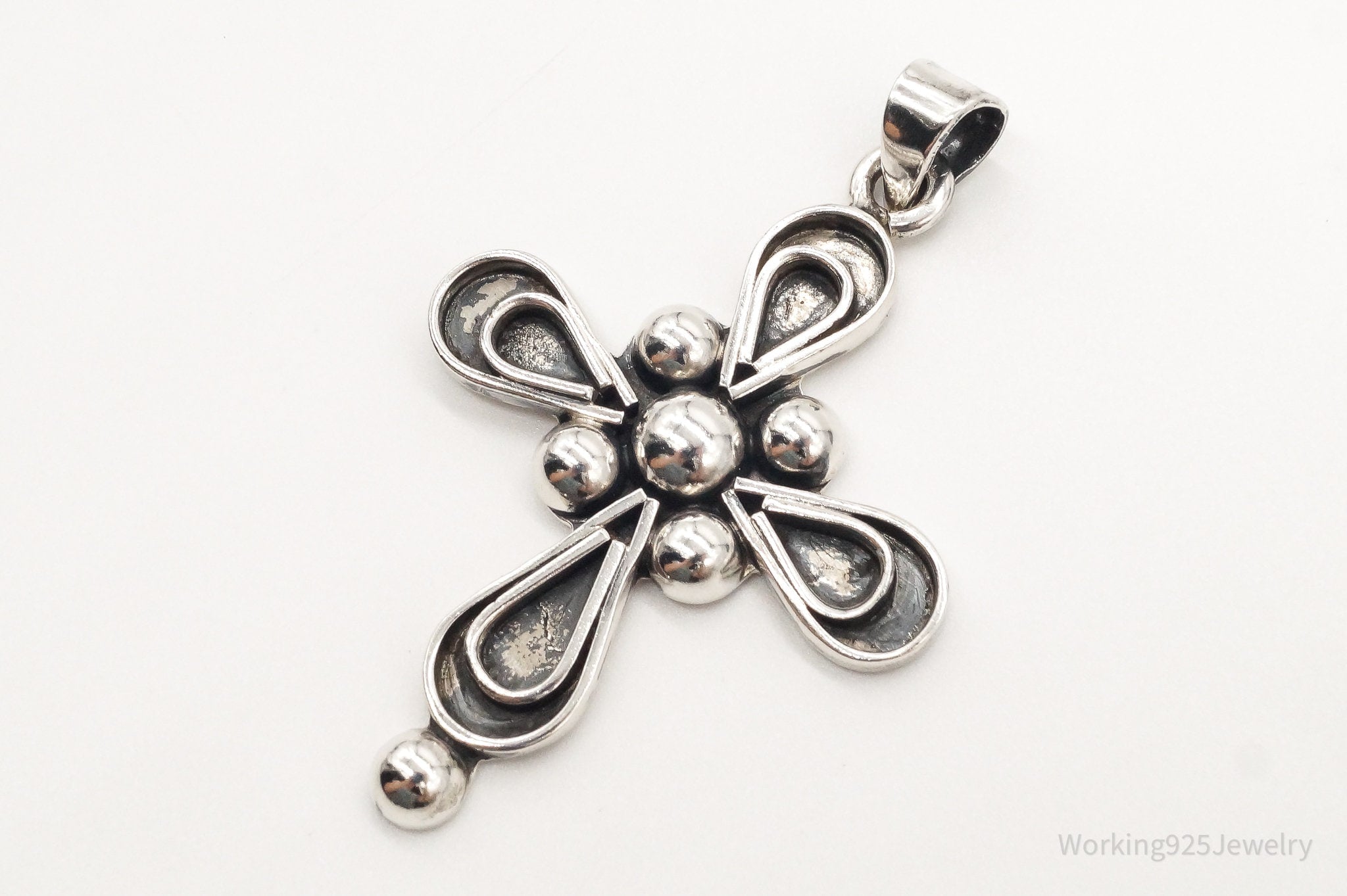 VTG RARE Large Mexico Modernist Bernice Goodspeed Sterling Silver Cross Pendant | Jewelry > Necklaces > Pendants | Wiccan Center
