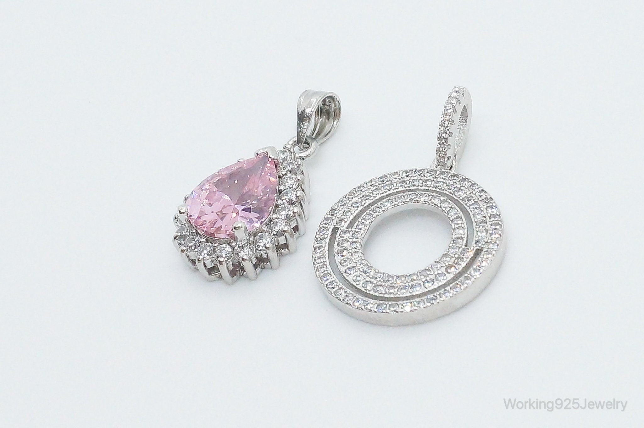 Vintage Pink Topaz Cubic Zirconia Sterling Silver Necklace Pendants | Jewelry > Necklaces > Pendants | Wiccan Center