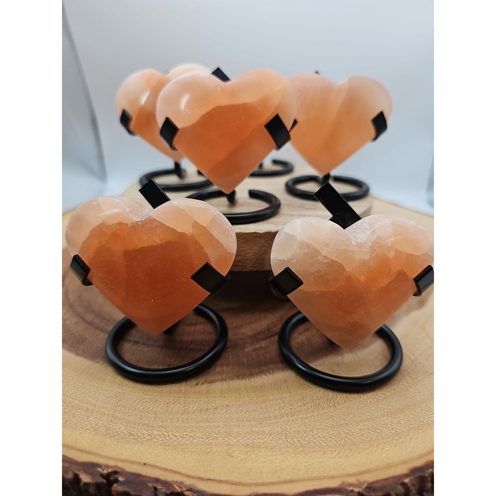 Peach Selenite Palm Stone W/stand 1each | Palm Stones & Tumbled Crystals | Wiccan Center