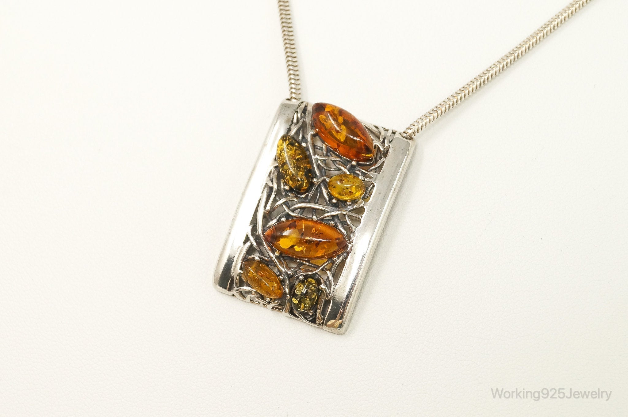 Vintage Multi Type Amber Sterling Silver Necklace | Jewelry > Necklaces > Pendants | Wiccan Center