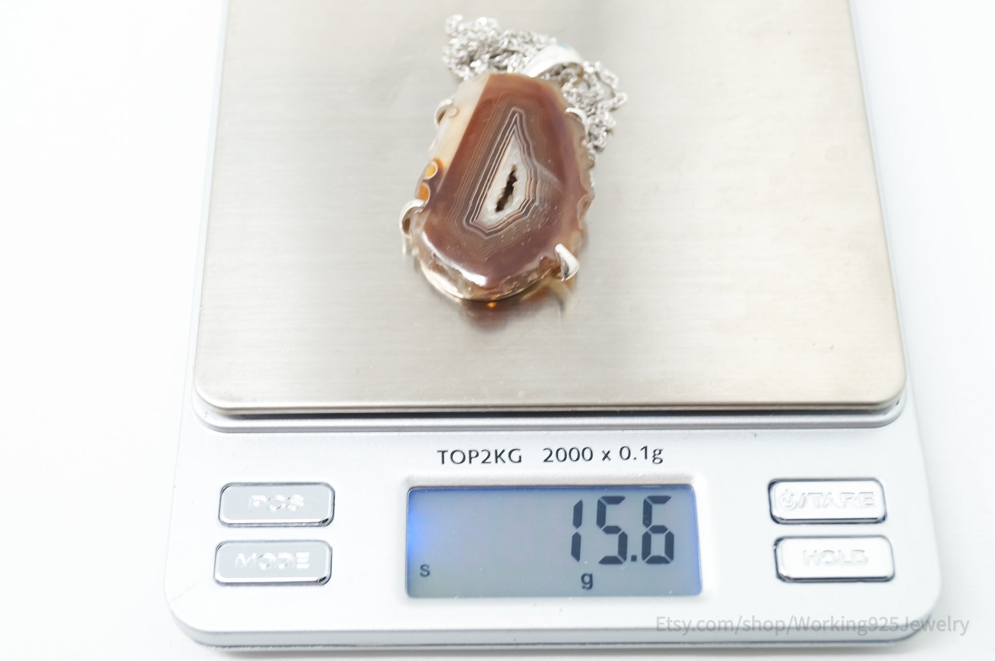 Vintage Large Brown Crazy Lace Agate Sterling Silver Necklace | Jewelry > Necklaces > Pendants | Wiccan Center