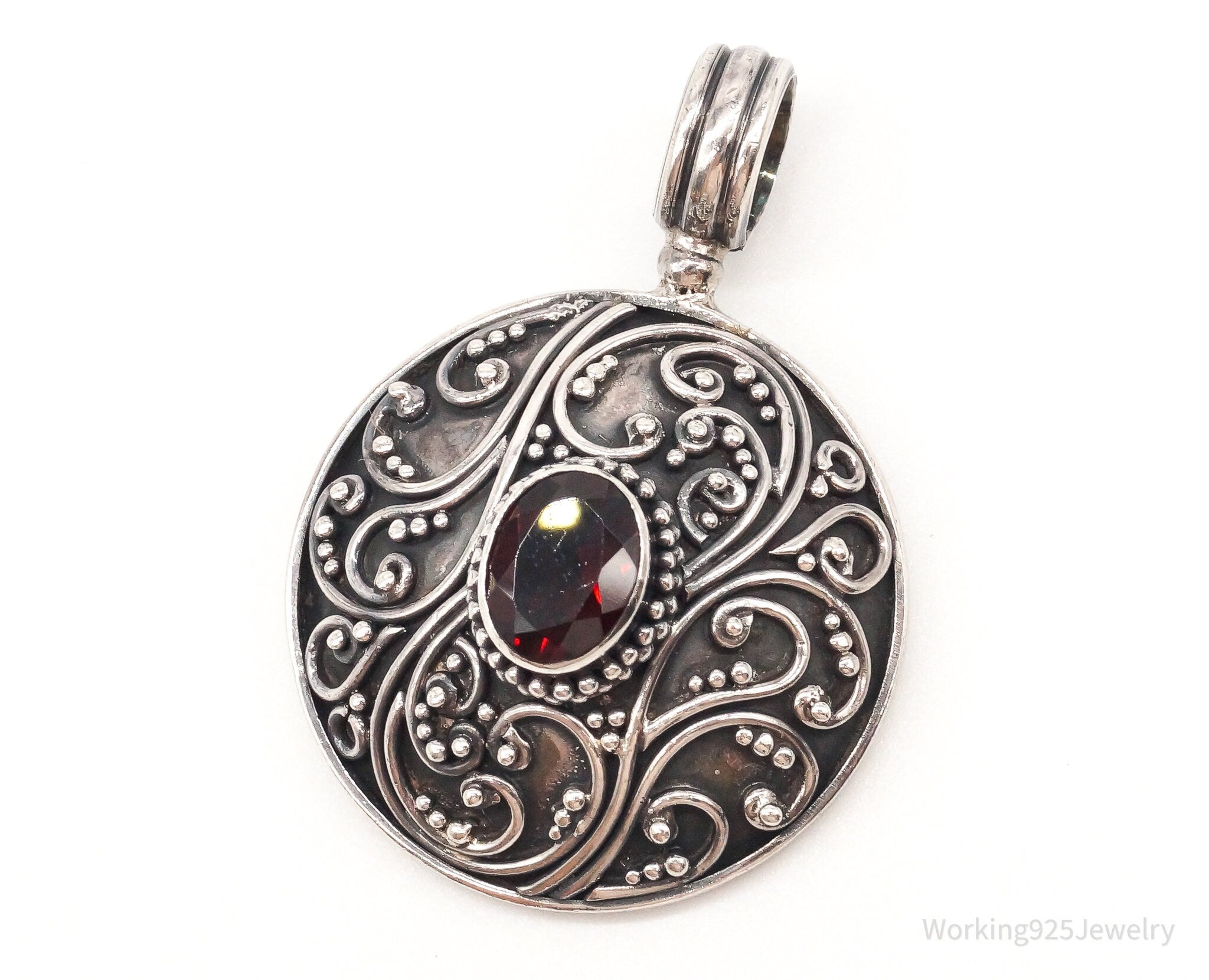 Large Designer BA Suarti Garnet Sterling Silver Pendant | Jewelry > Necklaces > Pendants | Wiccan Center