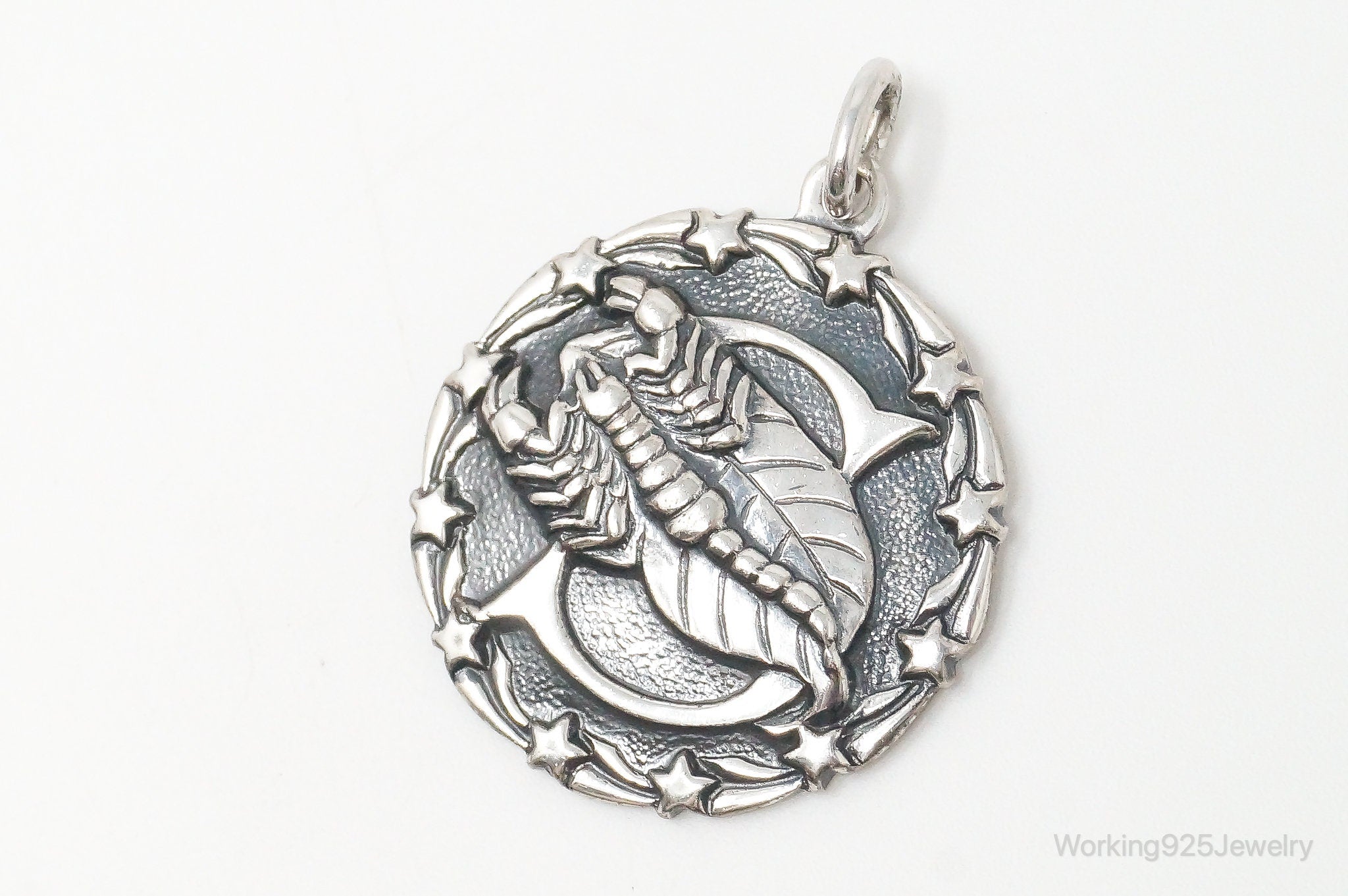 Vintage Designer Orb Scorpion Scorpio Sterling Silver Pendant | Jewelry > Necklaces > Pendants | Wiccan Center