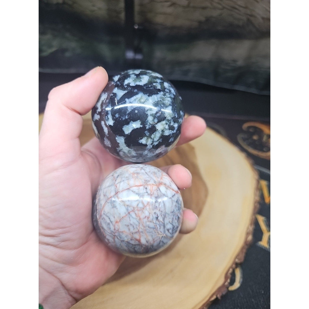 2Pcs A Set Of Natural Quartz Crystal Jasper Sphere Ball Polished 50-60mm &stand | Crystal Spheres & Eggs | Wiccan Center