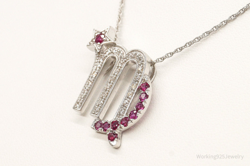 Ruby Cubic Zirconia Scorpio Sterling Silver Necklace | Jewelry > Necklaces > Pendants | Wiccan Center