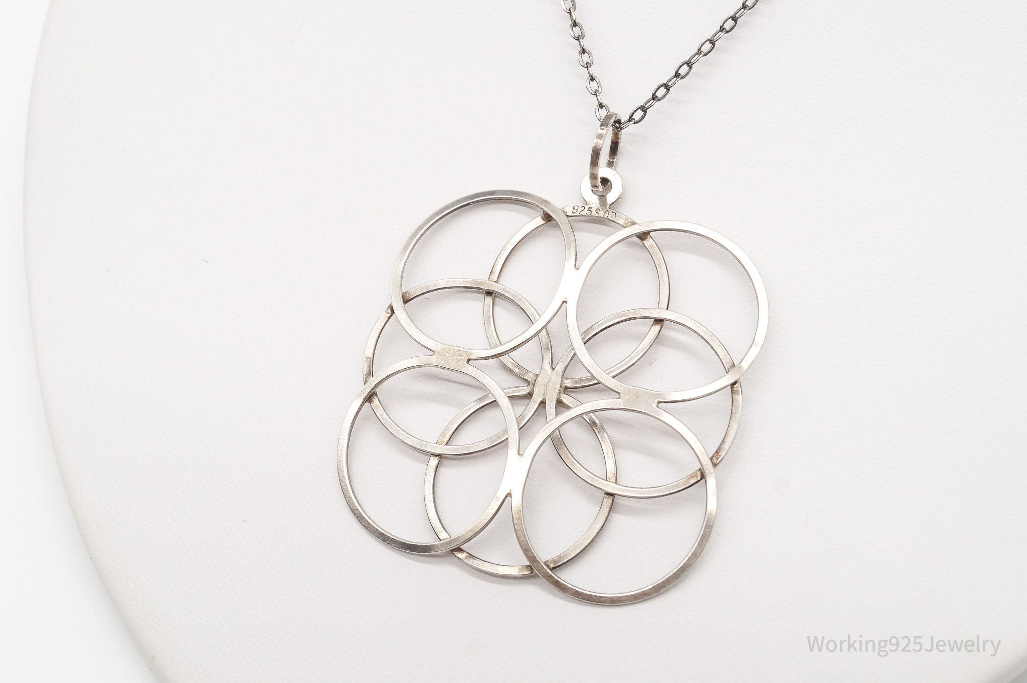 Vintage Modernist Linked Circles Sterling Silver Pendant - 835S Silver Chain | Jewelry > Necklaces > Pendants | Wiccan Center