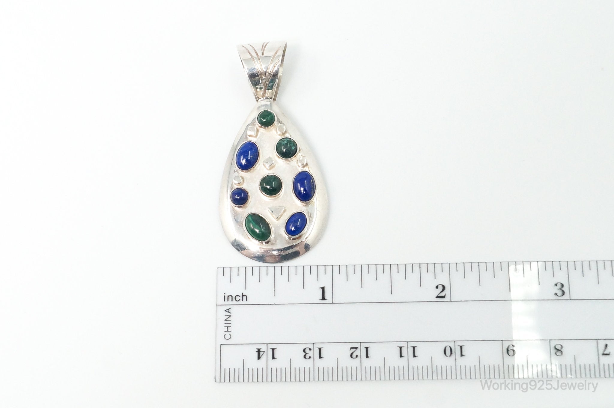 Large Desert Rose Trading Lapis Lazuli Malachite Sterling Silver Pendant | Jewelry > Necklaces > Pendants | Wiccan Center