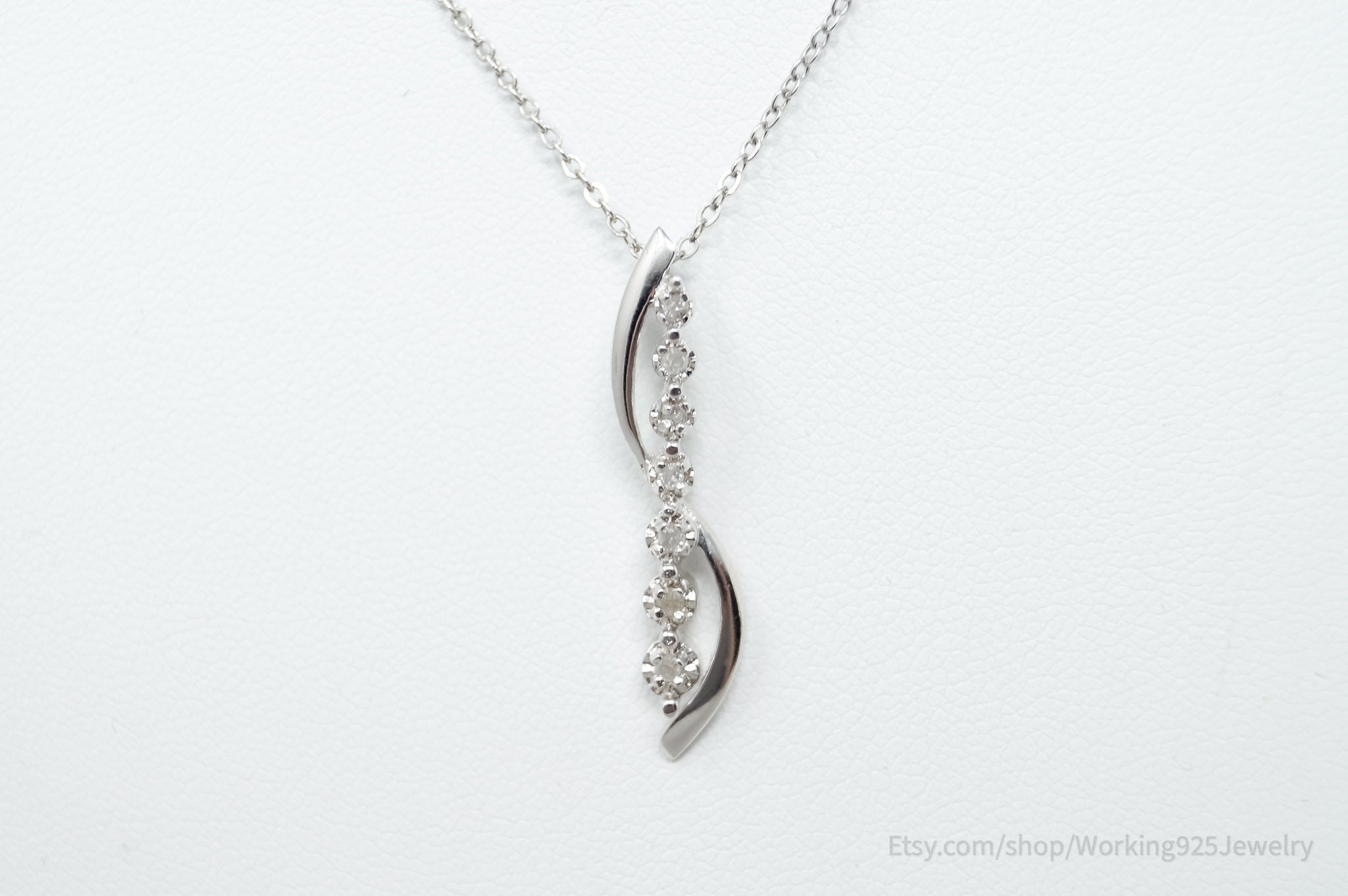 Vintage Designer Art Deco Cubic Zirconia Sterling Silver Necklace | Jewelry > Necklaces > Pendants | Wiccan Center