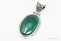 Large Vintage Malachite Sterling Silver Necklace Pendant | Jewelry > Necklaces > Pendants | Wiccan Center