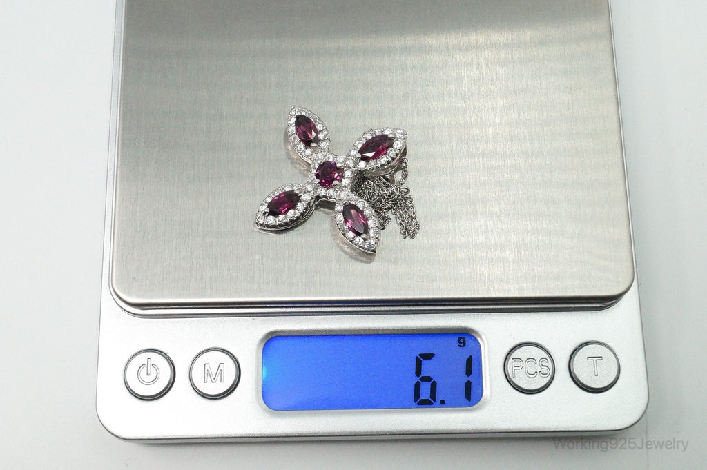 Large Rhodolite Garnet Cubic Zirconia Sterling Silver Necklace | Jewelry > Necklaces > Pendants | Wiccan Center