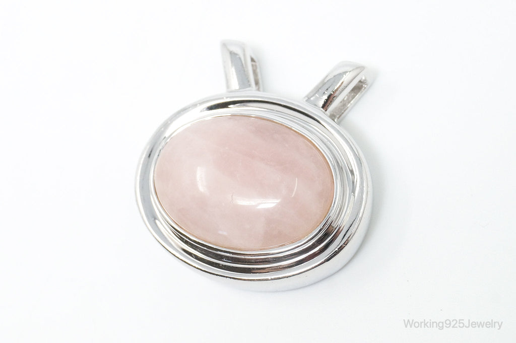 Large Vintage Designer Rose Quartz Sterling Silver Necklace Pendant | Jewelry > Necklaces > Pendants | Wiccan Center