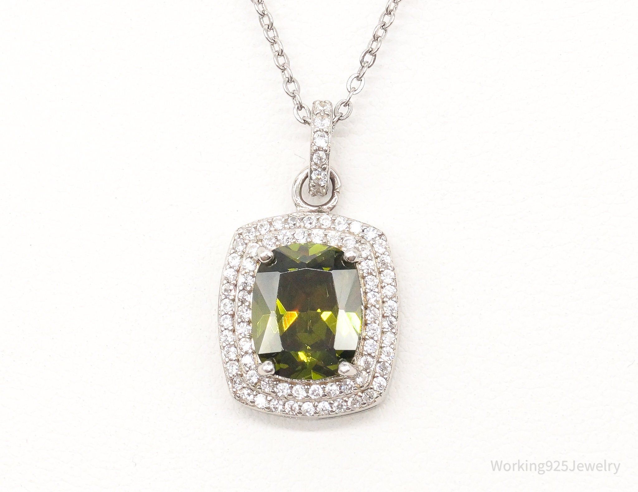 Designer Ryze Peridot Cubic Zirconia Sterling Silver Necklace | Jewelry > Necklaces > Pendants | Wiccan Center