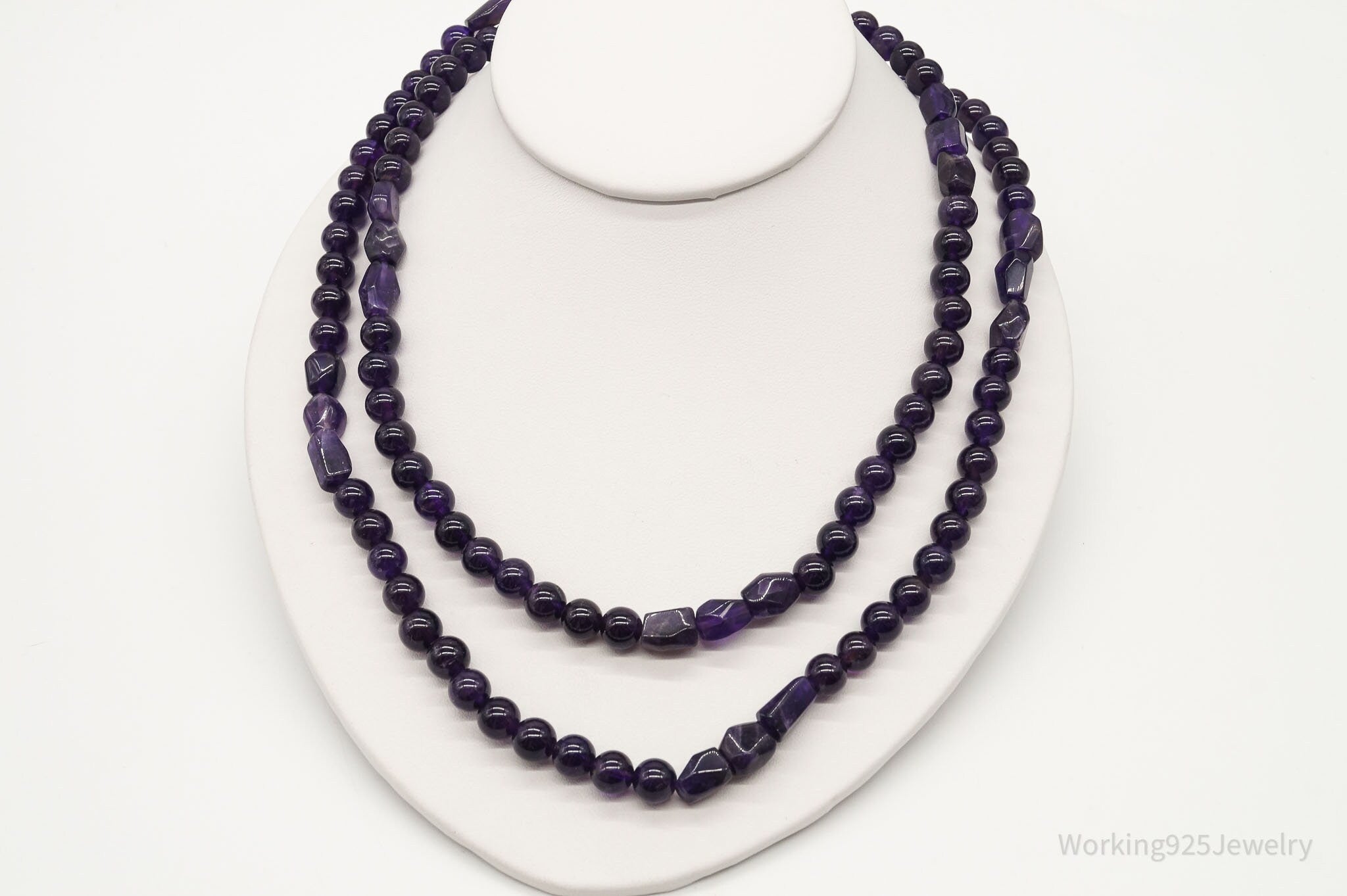 Vintage Desert Rose Trading Amethyst Bead Sterling Silver Necklace 40" | Jewelry > Necklaces > Pendants | Wiccan Center