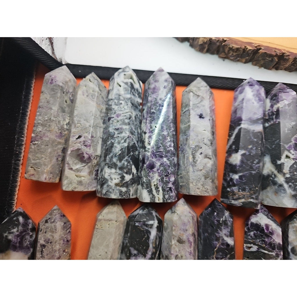 2Pcs Natural Rainbow Fluorite Quartz Crystal Point Tower Polished 4in Tall Avg | Crystal Points & Towers | Wiccan Center