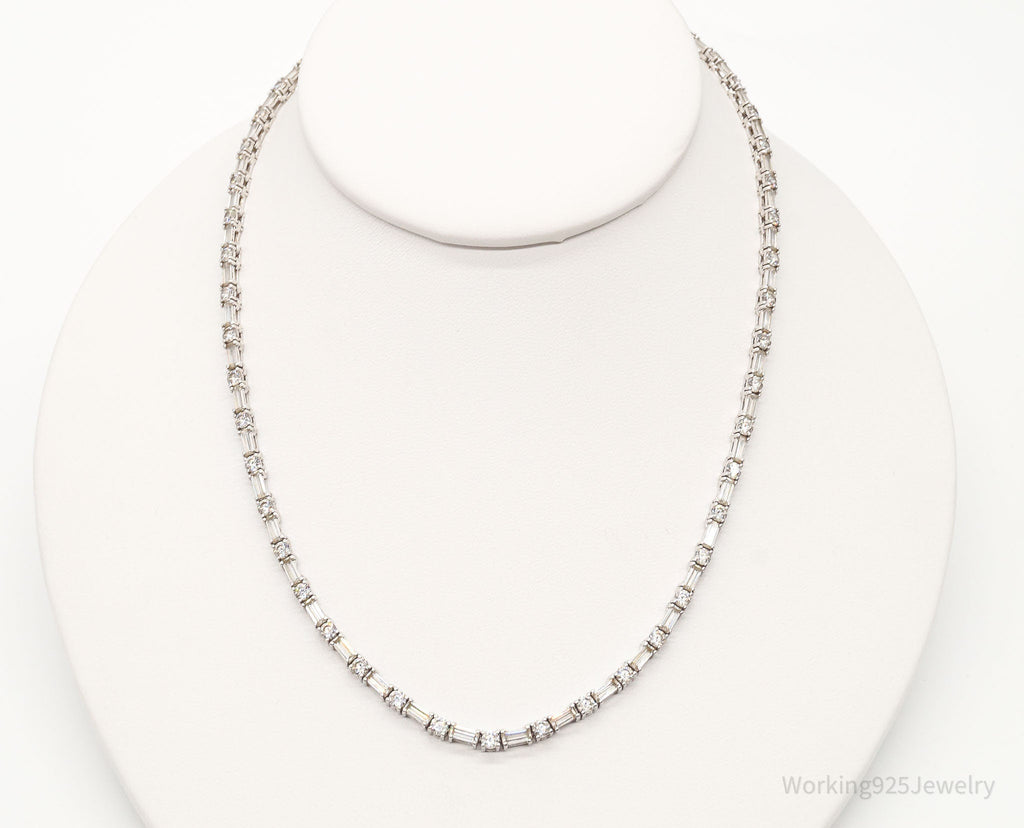 Vintage Cubic Zirconia Platinum Clad Sterling Silver Necklace 16" | Jewelry > Necklaces > Pendants | Wiccan Center