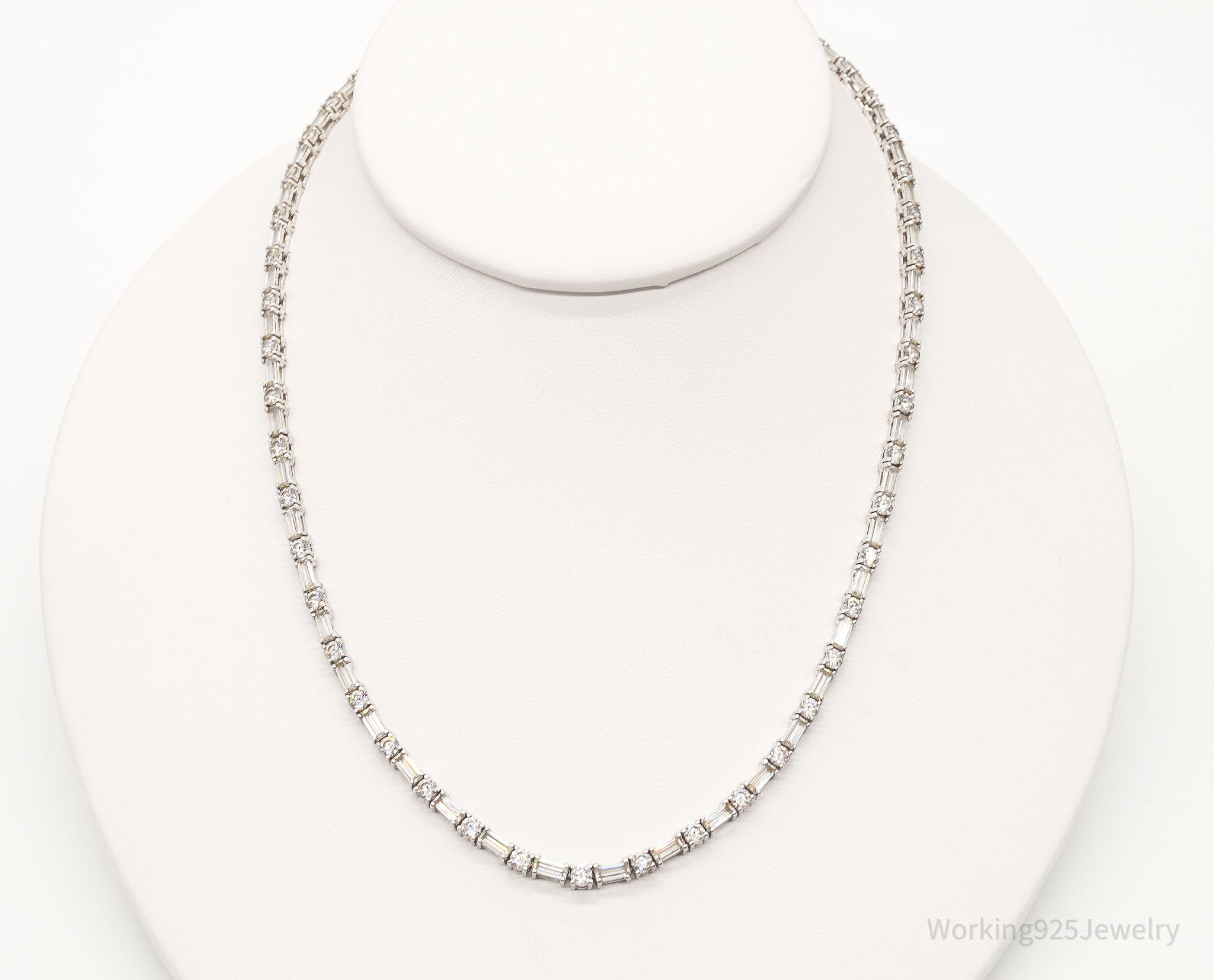 Vintage Cubic Zirconia Platinum Clad Sterling Silver Necklace 16" | Jewelry > Necklaces > Pendants | Wiccan Center