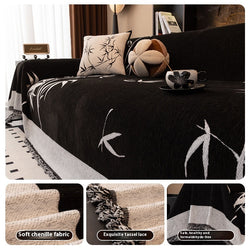 Modern Bamboo Pattern Chenille Sofa Throw Cover | Sofa Cover | Wiccan Center